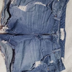 Distressed jean shorts